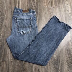 Lucky Brand Jeans 33x31 361 Vintage Straight Leg Distressed Blue Medium Wash